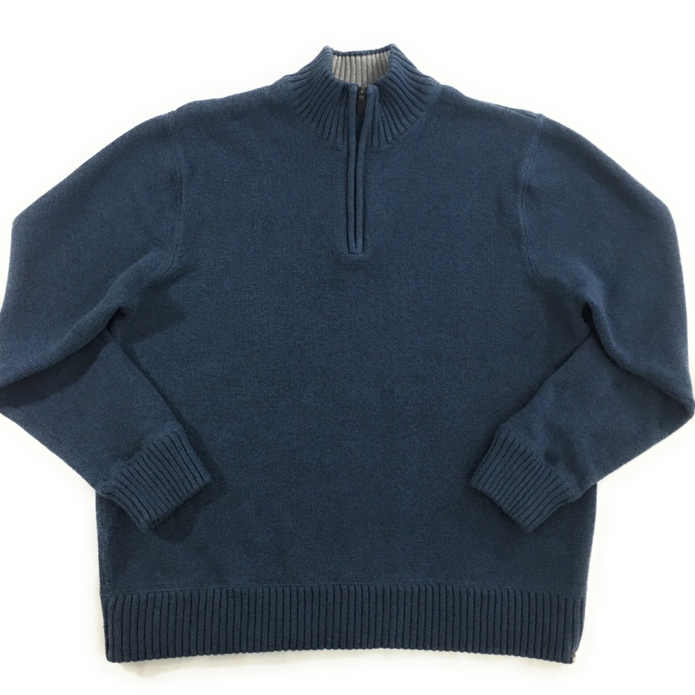 Eddie Bauer Mens Blue Quarter Zip Sweater, XL